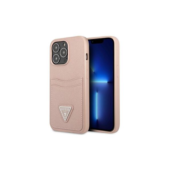 Guess case for IPhone 13 Pro 6,1&quot; GUHCP13LPSATPP hard case pink Saffiano Double Card Triangle 3666339048143