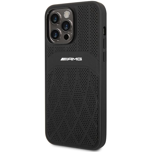 AMG case for iPhone 14 Pro Max 6,7&quot; AMHMP14XOSDBK black hard case Leather Curved Lines MagSafe 3666339071974