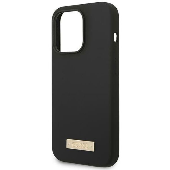 Guess case for iPhone 14 Pro Max 6,7&quot; GUHMP14XSBPLK black hard case Liquid Silicone Logo Plate MagSafe 3666339070250