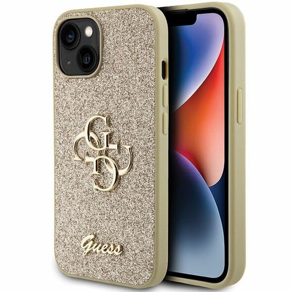 Guess case for iPhone 15 Plus 6,7&quot; GUHCP15MHG4SGD gold HC Fixed Glitter Big 4G 3666339147792