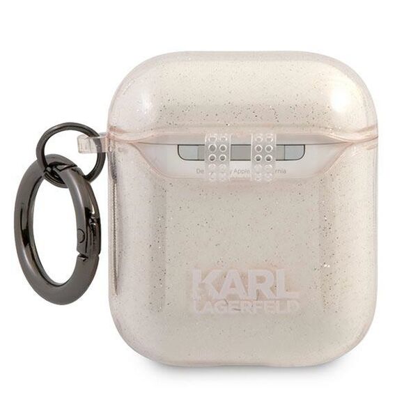 Karl Lagerfeld case for Airpods 1/2 KLA2UKHGD cover gold Glitter Karl`s Head 3666339030346