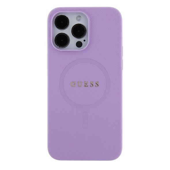 Guess case for iPhone 15 Pro 6.1&quot; GUHMP15LPSAHMCU purple hardcase Saffiano MagSafe 3666339155926