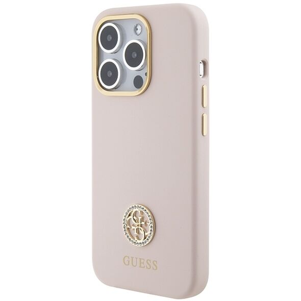 Guess case for iPhone 15 Pro 6,1&quot; GUHCP15LM4DGPP pink HC SILICONE LOGO STRASS 4G 3666339148928