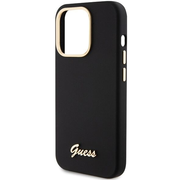 Guess case for iPhone 15 Pro Max 6,7&quot; GUHCP15XSMBSLK black HC SILICONE SCRIPT METAL LOGO & FRAME 3666339149352