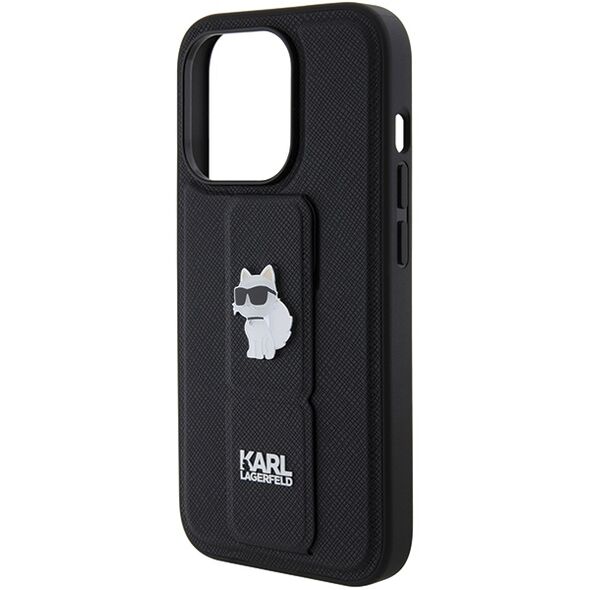 Karl Lagerfeld case for iPhone 15 Pro 6,1&quot; KLHCP15LGSACHPK black GRIPSTAND SAFFIANO CHOUPETTE PINS 3666339207458