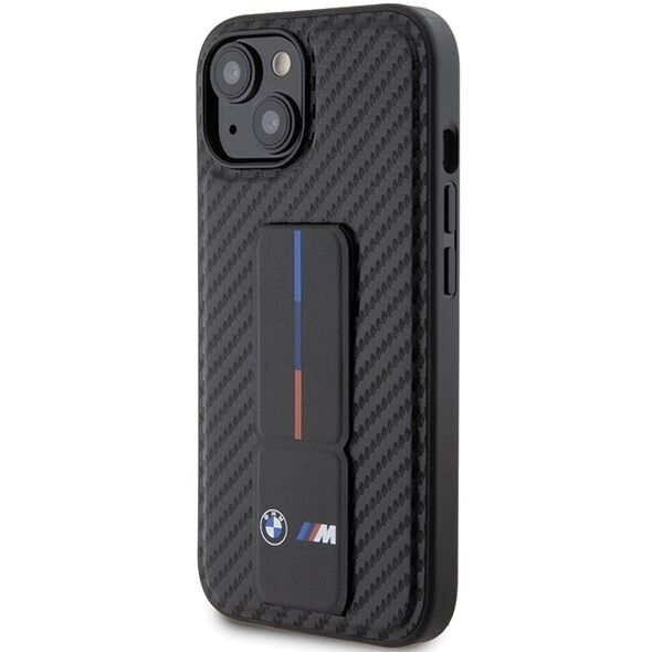 BMW case for iPhone 15 6,1&quot; black BMHCP15SGSPCCK M HC GRIP STAND PU SMOOTH AND CARBON BLACK 3666339204440