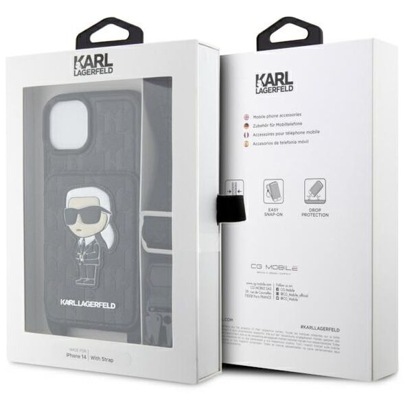 Karl Lagerfeld case for iPhone 14 6,1&quot; KLHCP14SCSAKHPKK black hardcase Crossbody Saffiano Mono Ikonik NFT 3666339123185