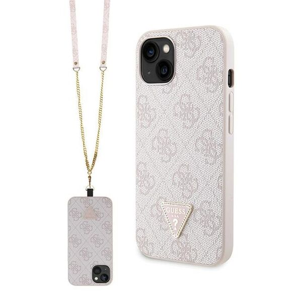 Guess case for iPhone 14 6,1&quot; GUHCP14SP4TDSCPP pink HC PU Leather Metal Logo Strass Crossbody 3666339147181
