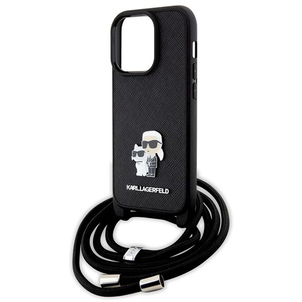 Karl Lagerfeld case for iPhone 14 Pro 6,1&quot; KLHCP14LSAKCPSK black HC Saffiano KC Metal Pin Crossbody 3666339165734