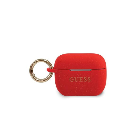 Guess case for Airpods Pro GUACAPSILGLRE red Silicone Glitter 3700740493656