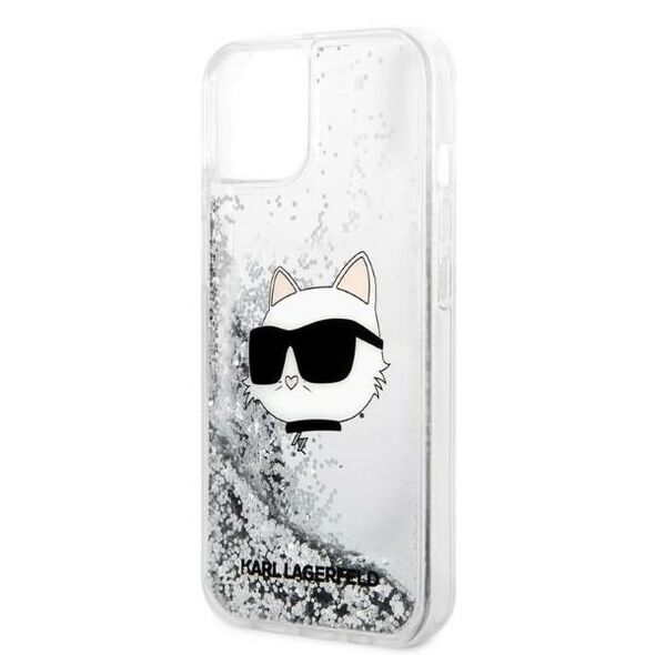 Karl Lagerfeld case for iPhone 14 Plus 6,7&quot; KLHCP14MLNCHCS silver hardcase Glitter Choupette Head 3666339086930