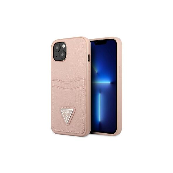 Guess case for IPhone 13 6,1&quot; GUHCP13MPSATPP hard case pink Saffiano Double Card Triangle 3666339048136