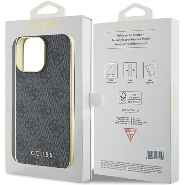 Guess case for iPhone 15 Pro Max 6,7&quot; GUHCP15XGF4GGR gray HC PU 4G Charm 3666339171698