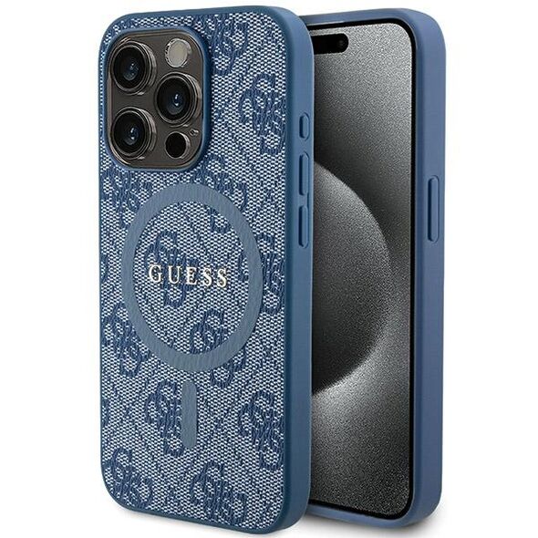 Guess case for iPhone 15 Pro Max 6,7&quot; GUHMP15XG4GFRB blue HC MAGSAFE PU 4G RING CLASSIC LOGO 3666339226633