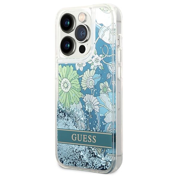 Guess case for iPhone 14 Pro Max 6,7&quot; GUHCP14XLFLSN green hardcase Flower Liquid Glitter 3666339088453