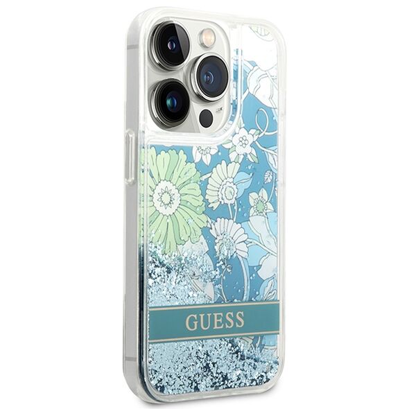 Guess case for iPhone 14 Pro Max 6,7&quot; GUHCP14XLFLSN green hardcase Flower Liquid Glitter 3666339088453