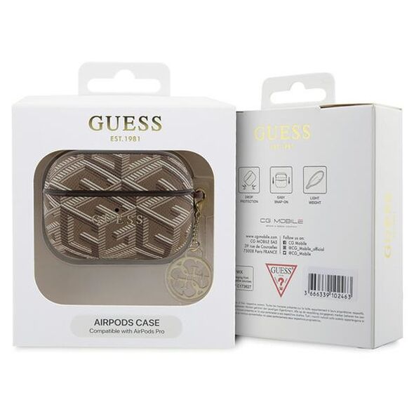 Guess case for AirPods Pro GUAPPGCE4CW brown Gcube Classic Gold Logo W/Charm 3666339171162