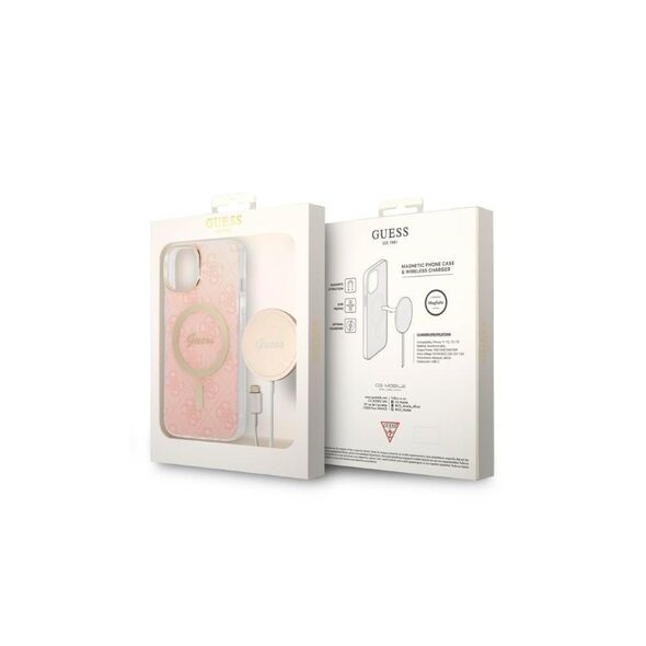 Guess set Case + Charger for iPhone 14 6,1&quot; GUBPP14LH4EACSP pink BP Magsafe Case + Charger 4G 3666339103064