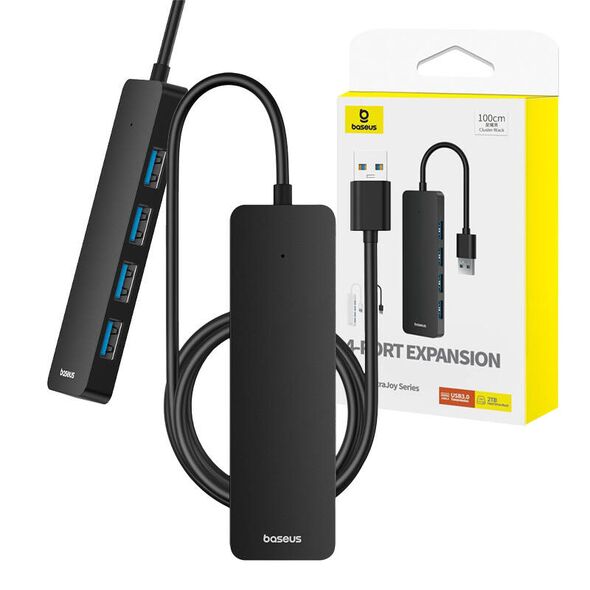 USB hub Baseus UltraJoy, 4 Port, USB to 4xUSB 3.0, 1.0m, Black - 12075 έως 12 άτοκες Δόσεις