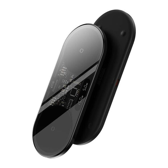 Wireless Charger Baseus Digital LED, 2in1, Qi, 20W, Black - 40384 έως 12 άτοκες Δόσεις