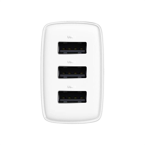 Network charger Baseus Compact 3U, 17W, 3 x USB F, White - 40412 έως 12 άτοκες Δόσεις