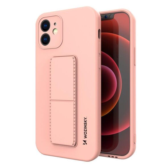 Wozinsky Kickstand Case silicone case with stand for iPhone XS Max pink