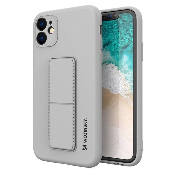 Wozinsky Kickstand Case silicone case for iPhone 12 mini gray