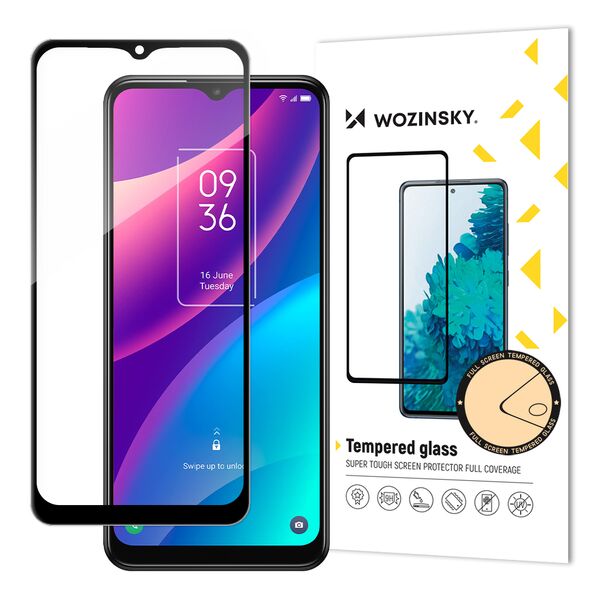 Wozinsky super durable Full Glue tempered glass full screen with frame Case Friendly TCL 30 SE black