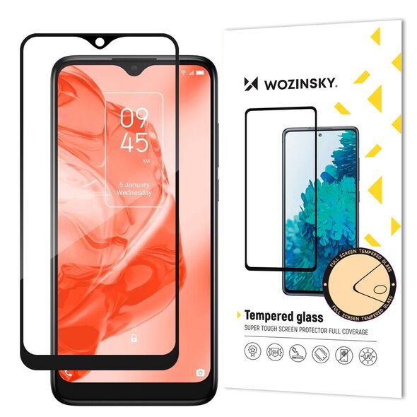 Wozinsky super durable Full Glue tempered glass full screen with Case Friendly TCL 205 black frame