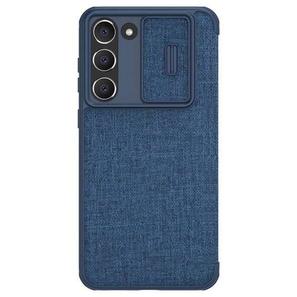 Nillkin Qin Cloth Pro Case Case for Samsung Galaxy S23+ Cover with Flip Camera Protector Blue