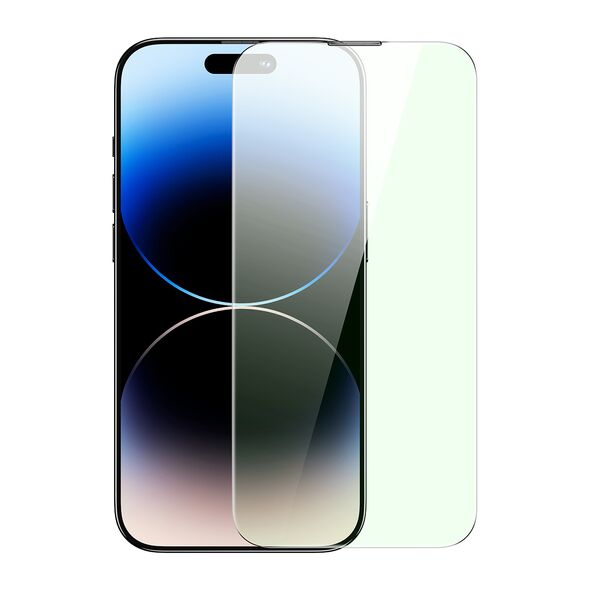 Baseus Full Screen Tempered Glass for iPhone 14 Pro Max with Anti Blue Light Filter and 0.3mm Speaker Cover + Mounting Frame