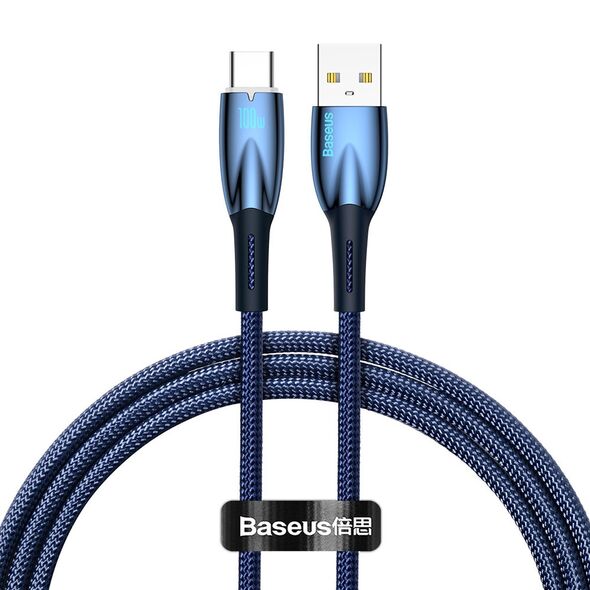 Data cable Baseus Glimmer, Type-C, 100W, 1.0m, Blue - 40481 έως 12 άτοκες Δόσεις