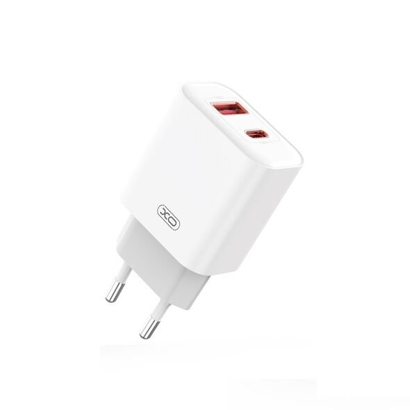 XO wall charger CE12 PD QC3.0 20W 1x USB 1x USB-C white + USB-C - Lightning cable 6920680844388