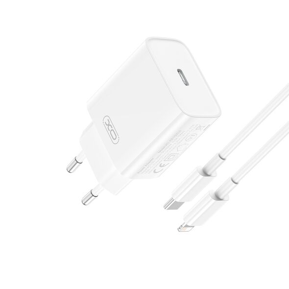 XO wall charger CE15 PD 20W 1x USB-C white + USB-C - Lightning cable 6920680846245