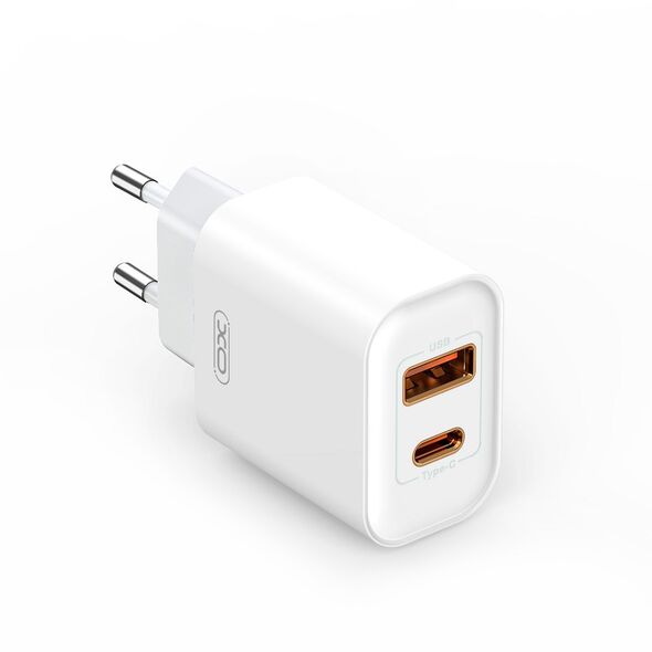 XO wall charger CE12 PD QC3.0 20W 1x USB 1x USB-C white + USB - microUSB cable 6920680844401