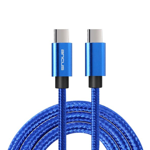 Ancus Καλώδιο Σύνδεσης και Φόρτισης Ancus Flow Plus E54 USB-C σε USB-C 2.0A με Braided Καλώδιο Μπλε 1μ. Με 5 Χρονια Εγγύηση 35125 5210029092350