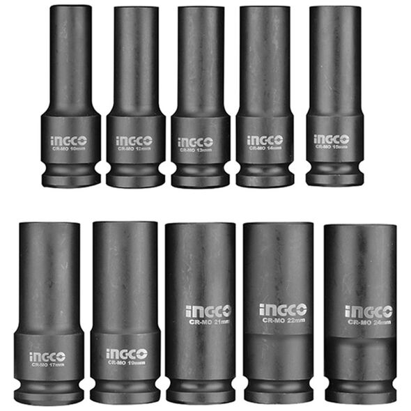 Ingco Καρυδάκια Μακρύ Αέρος 1/2"  σετ 10 Τεμ. Hkissd12102l 6925582144628 έως 12 Άτοκες Δόσεις