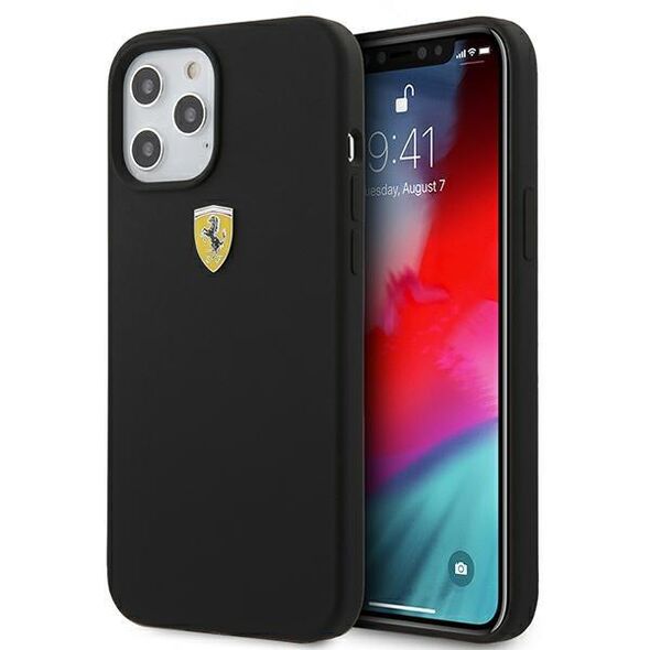 Ferrari FESSIHCP12LBK iPhone 12 Pro Max 6.7&quot; black/black hardcase On Track Silicone