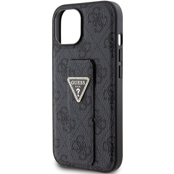 Guess case for iPhone 15 6,1&quot; GUHCP15SPGS4TDK black HC GRIPSTAND PU 4G TRIANGLE STRASS 3666339197292