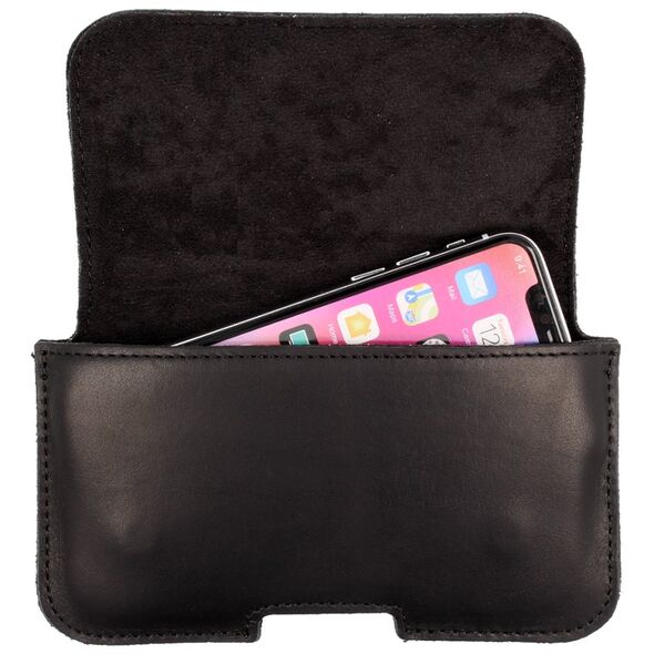 Sleek leather holster SAMSUNG S3 / S4 / IPHONE 6 / SE 2020 black 09035485