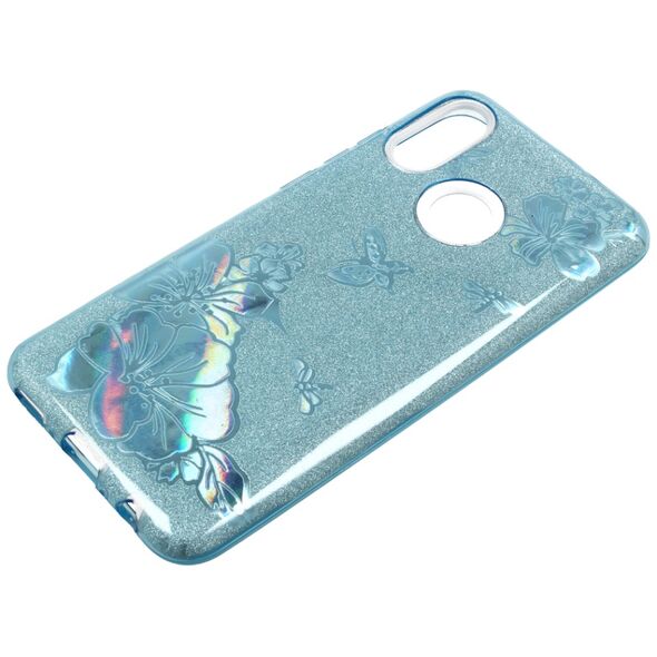 Glitter case LG K10 2018 blue flower 8819100005608