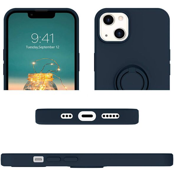 Case IPHONE 13 PRO Silicone Ring Magnetic Stand dark blue 5904161118251