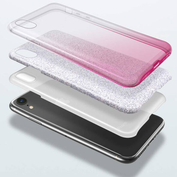 Case IPHONE 14 PLUS Glitter silver & pink 5904161130505