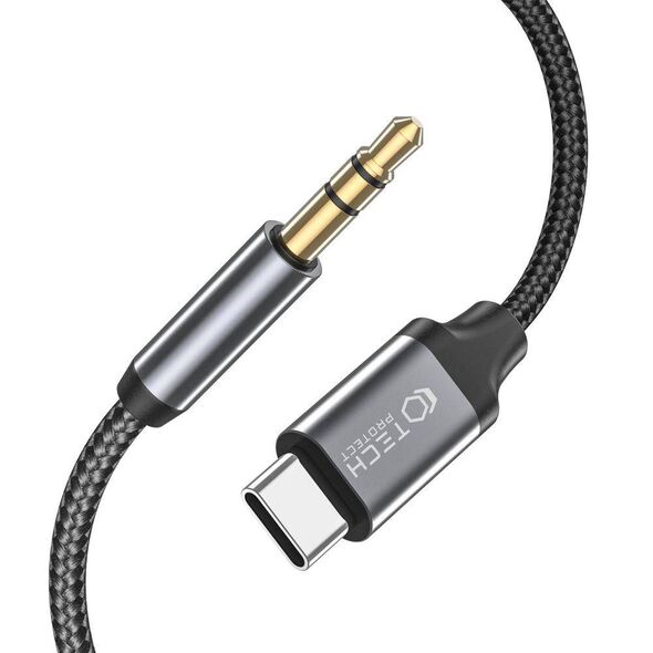 Cable 1m USB-C - AUX mini jack 3,5mm Tech-Protect Ultraboost black 9490713929070