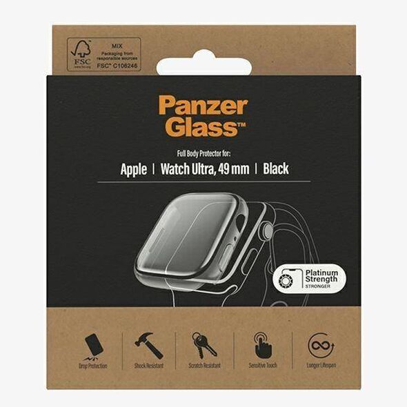 Tempered Glass 5D APPLE WATCH ULTRA (49MM) PanzerGlass Full Body (3678) black 5711724036781