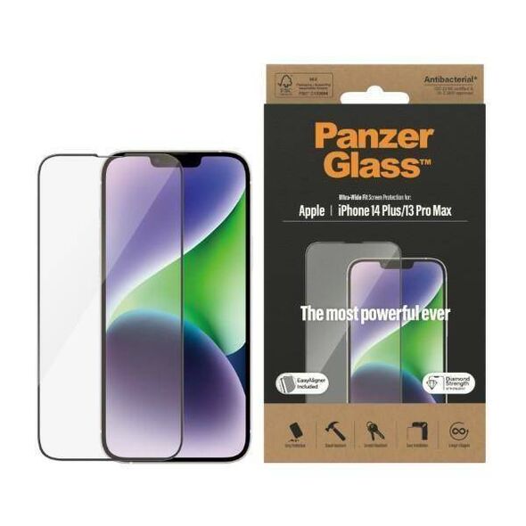 Tempered Glass 5D IPHONE 14 PLUS / 13 PRO MAX PanzerGlass Ultra-Wide Fit Screen Protection Antibacterial Easy Aligner Included (2785) 5711724027857