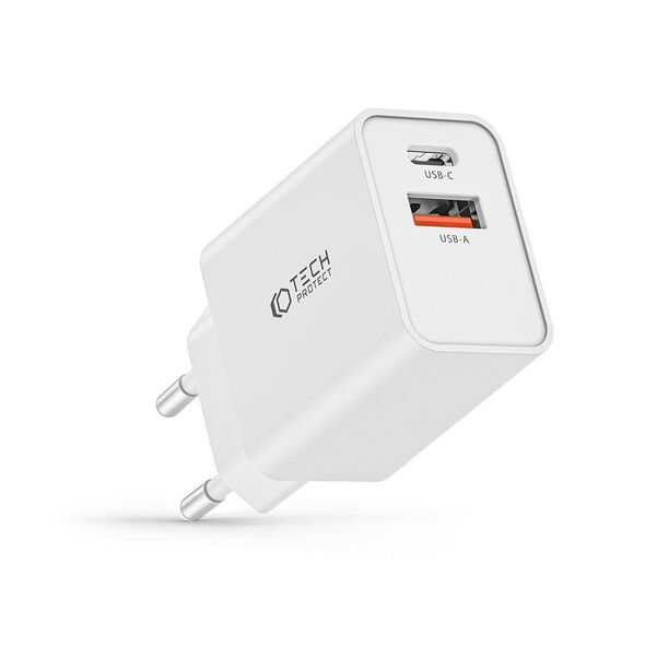 Ładowarka Sieciowa 30W PD USB-C + QC3.0 USB Tech-Protect NC30W biała 9490713935194