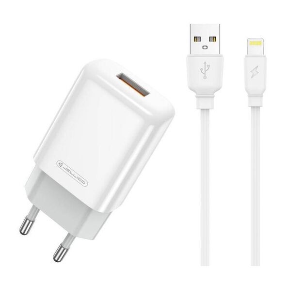 Wall Charger 2.4A USB + Cable USB - Lightning Jellico EU01 white 6974929202460