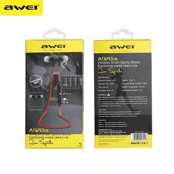 AWEI Magnetic Sports Bluetooth Headphones (A920BL) black 6954284047418