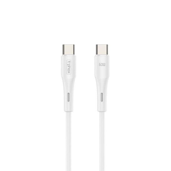 Cable 60W 1m USB-C - USB-C T-Phox Gentle white 6974670442665